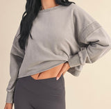 Nikki Mineral Wash Cutout Back Sweatshirt- Grey