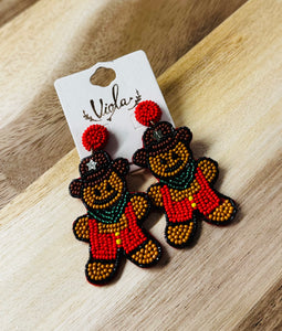 Western Gingerbread Man Beaded Earrings