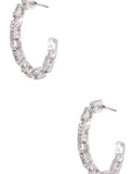 Chain Rhinestone Open Hoop Earrings