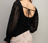 Laura Lace Floral Bodysuit- Black