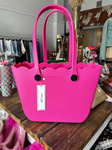 Rose Scalloped Versa Tote- Hot Pink