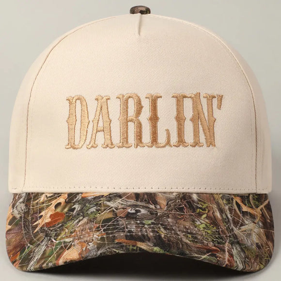 Camo Darlin Trucker Hat- Beige