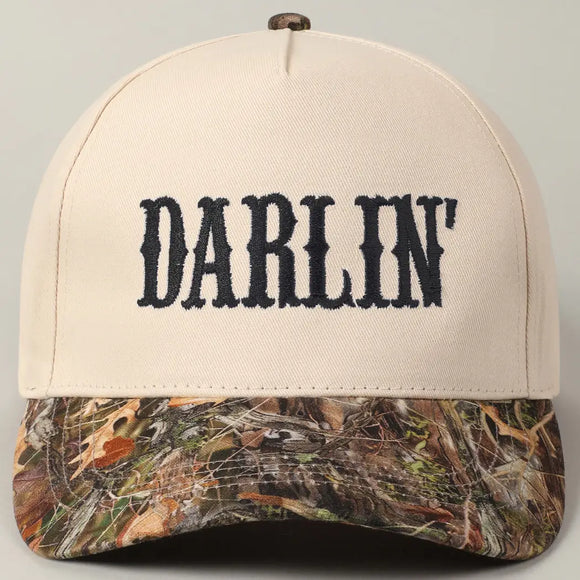 Camo Darlin Trucker Hat- Black