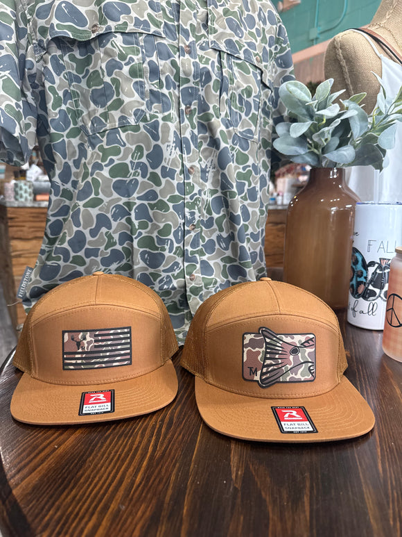 Twisted Moon Richardson Flat Bill- Caramel + Camo