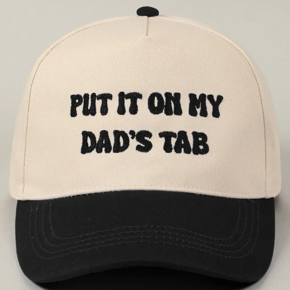 Put It On My Dads Tab Trucker Hat- Black