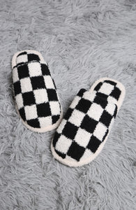 Checkered Slippers- Black/ White