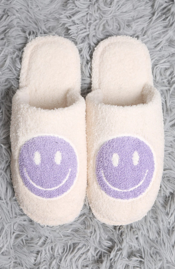 Smiley Face Slippers- Lavender