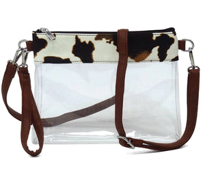 Game Day Clear Crossbody Bag/Clutch- Cow