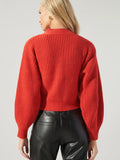 Carsyn Cropped Wrap Sweater- Red