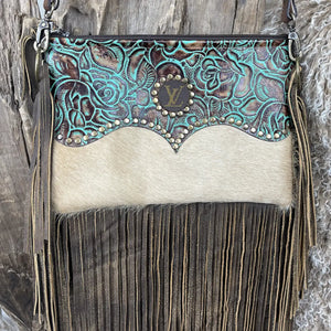 UpCycled Maxine Crossbody- Teal Rose
