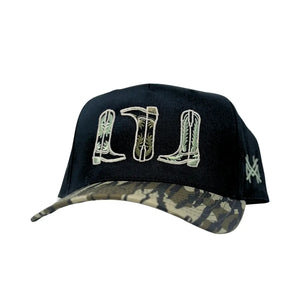 Boots Mad Hatter Black Hat- Bottomland Camo