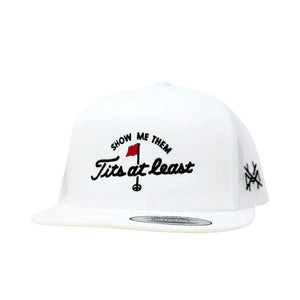 Show Me Them Mad Hatter Flat Bill Hat- White
