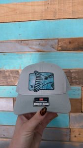 Twisted Moon Redfish Richardson Grey Hat- Teal Rustic Patch