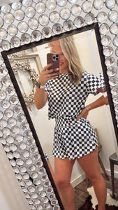 Race Days Checkered Set- Black/ White