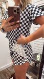 Race Days Checkered Set- Black/ White