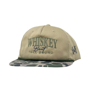 Whiskey Bent and Hell Bound Mad Hatter Flat Bill Hat- Marsh Camo
