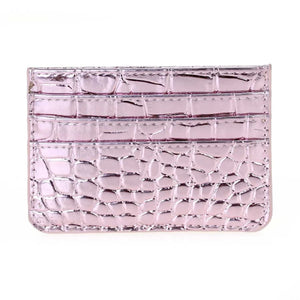 Tiara Crocodile Skin Slim Cardholder- Pink