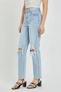 Hadley High Rise Distressed Straight Jean