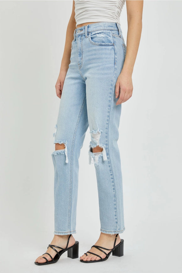 Hadley High Rise Distressed Straight Jean