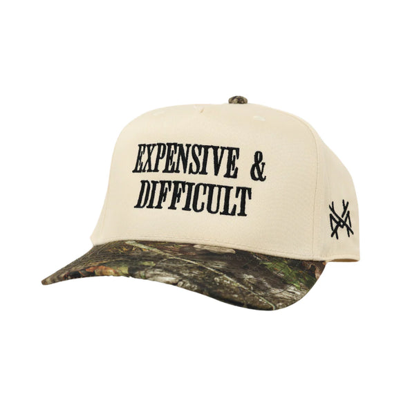 Expensive and Difficult Mad Hatter Trucker Hat- Retro Mossy Oak
