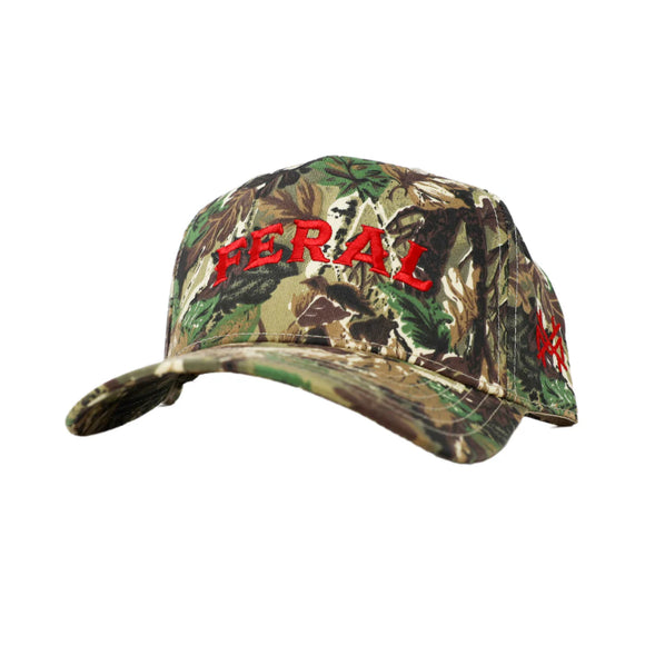Feral Mad Hatter Trucker Hat- Camo/ Red