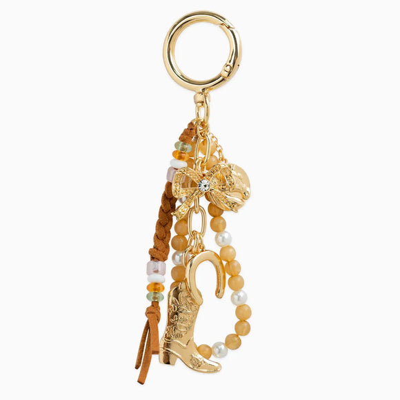 Western Brown Bow Bead Rope Bag Charm