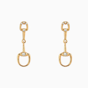 Western Horsebit Gold Drop Stone Earrings