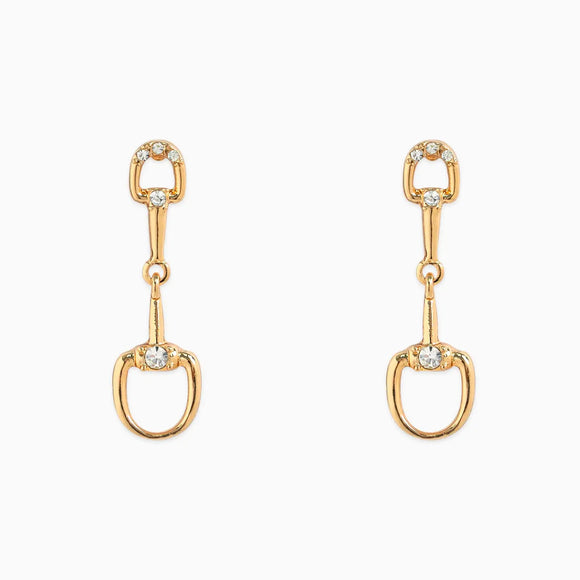 Western Horsebit Gold Drop Stone Earrings