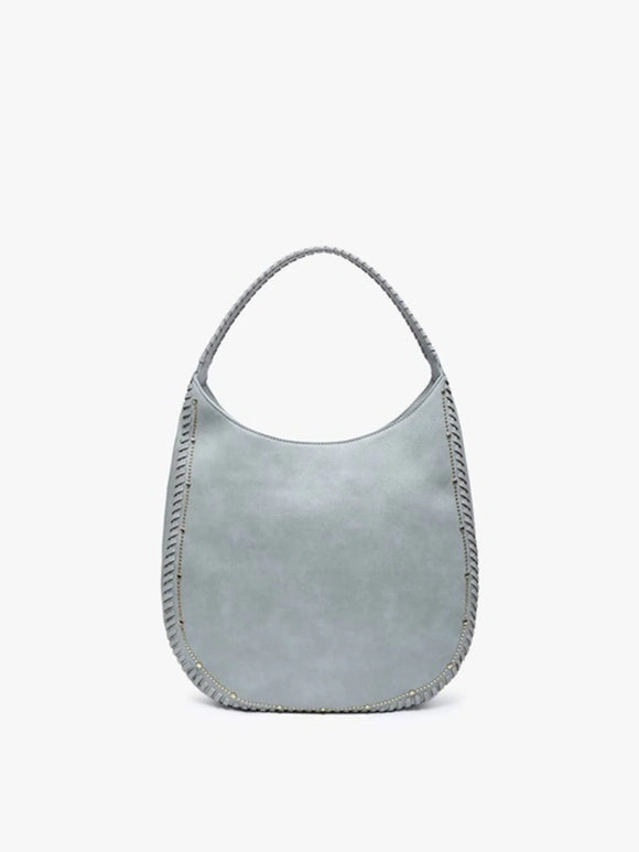 Leslie Studded Whipstitch Hobo Bag- Glacial Blue