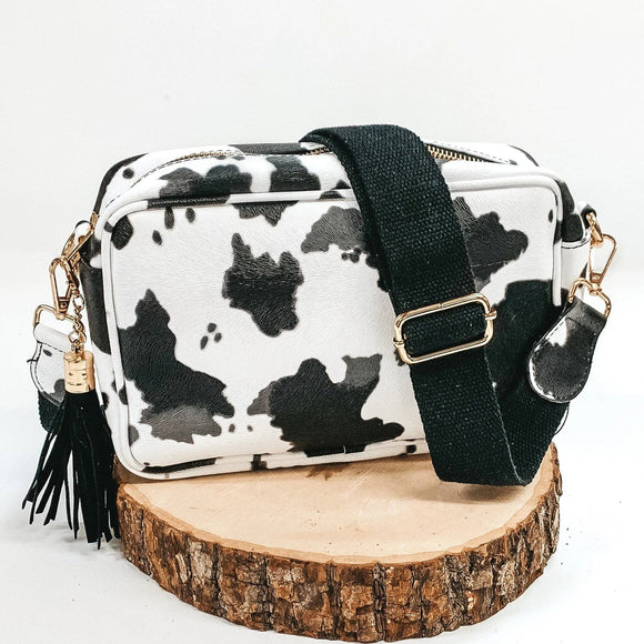 Camera Crossbody Bag- Black Cow