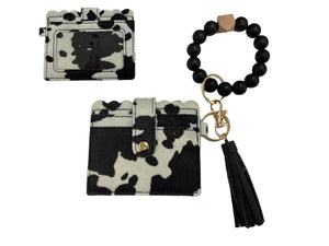 Beaded Card Holder-  Black Cow