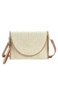 Frayed Straw Crossbody/ Clutch- Beige