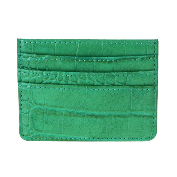 Tiara Crocodile Skin Slim Cardholder-  Green