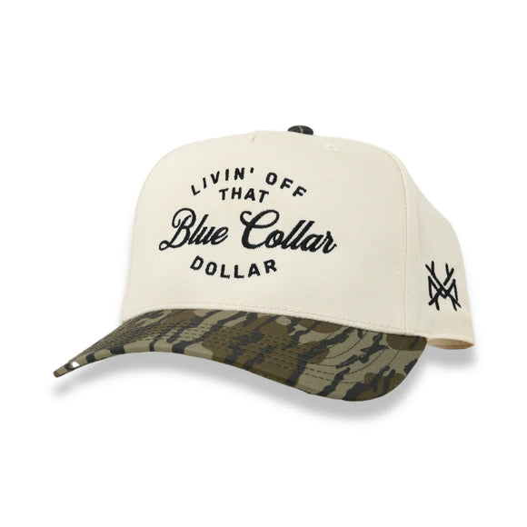 Blue Collar Dollar Mad Hatter Trucker Hat- Bottomland Camo