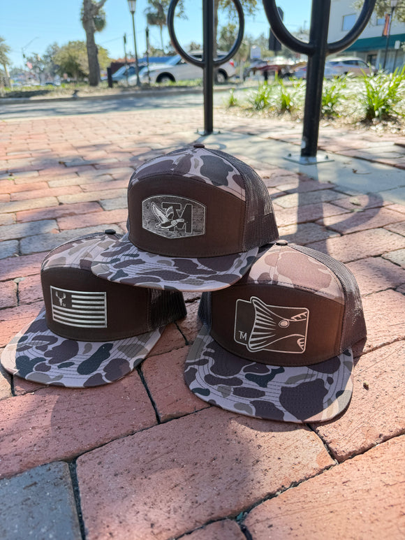 Twisted Moon Richardson Flat Bill- Brown Camo / Silver Patch
