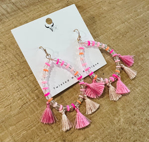 Pink + Orange Tassel Earrings
