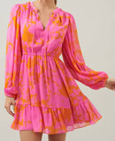 Lava Balloon Mini Dress- Pink + Orange