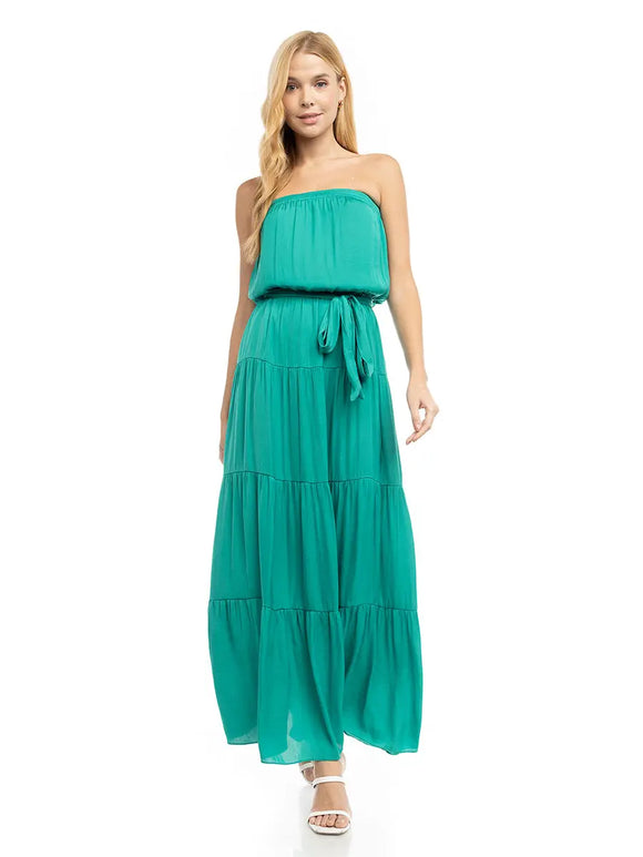 Maxi Tiered Tube Dress- Emerald