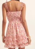 Millie Floral Mini Dress- Cream + Pink