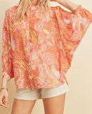Grapefruit Soda Batwing Blouse- Pink Mix