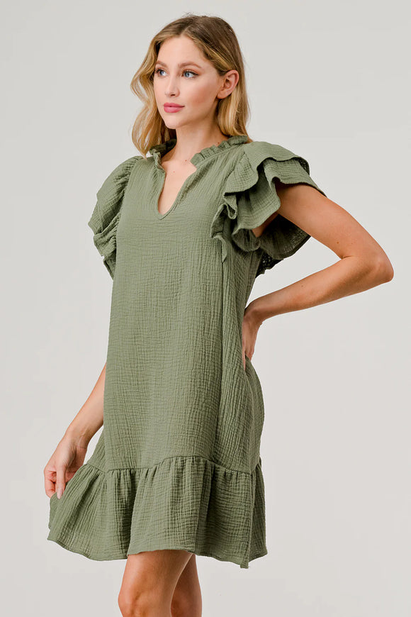 Bree Gauze Dress- Olive
