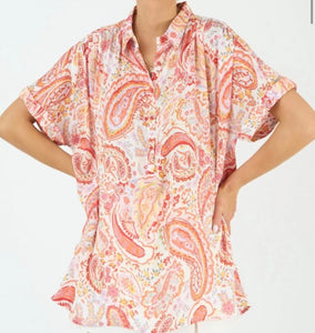 Count Me Out Paisley Short Sleeve- Orange