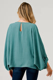Kyra Drape Blouse- Seaweed