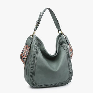 Whipstitch Hobo Crossbody- Dark Teal