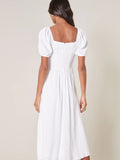 Alessi Puff Sleeve Midi Dress- White