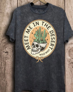 Meet Me in The Desert Graphic Tee- Vintage Black Wash