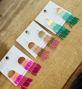 Multi Color Beaded Tassel Earrings