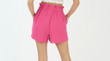 Rosie Elastic Waist Shorts- Hot Pink