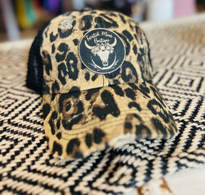 Twisted Moon Criss Cross Pony Hat- Leopard