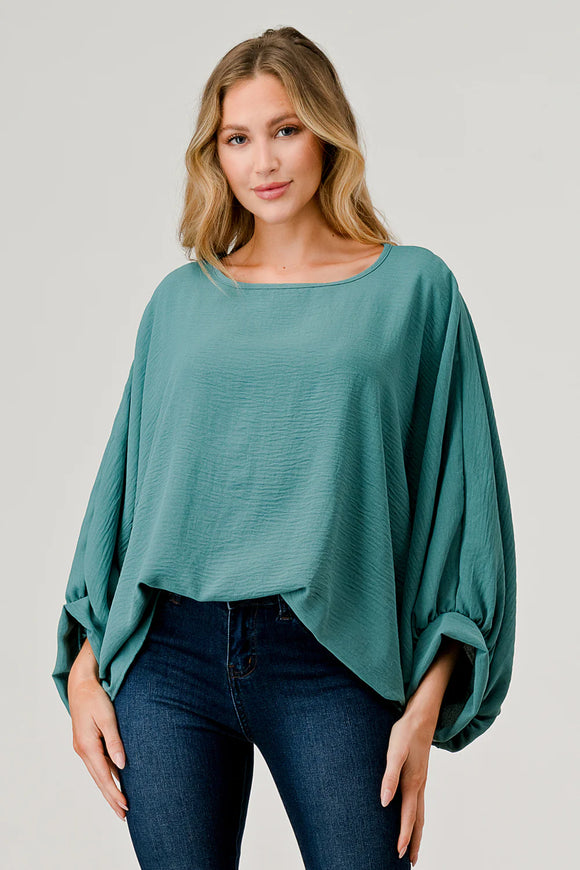 Kyra Drape Blouse- Seaweed